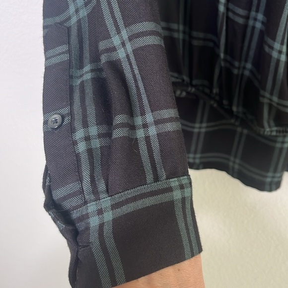 Madewell Surplice Wrap-Front Shirt Palma Plaid Green Soft Weave Size Small - Picture 5 of 8